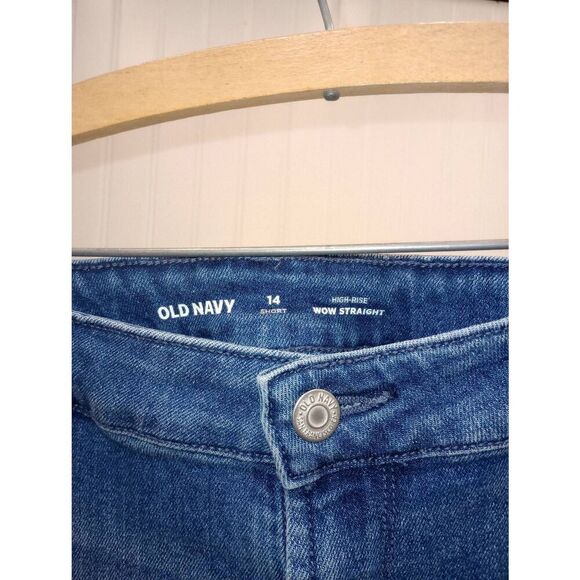 Old Navy denim high rise straight leg wow jeans size 14 short, petite - Picture 3 of 5